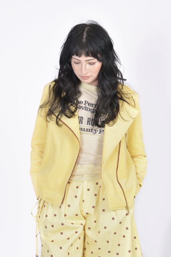 Eliza Faulkner Marigold Moto Jacket - Yellow Corduroy