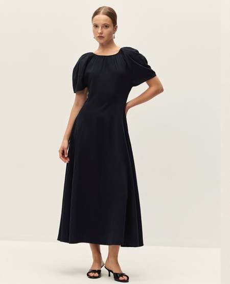 kowtow long sleeve gather dress Long Sleeve Gather Dress Black think alike store