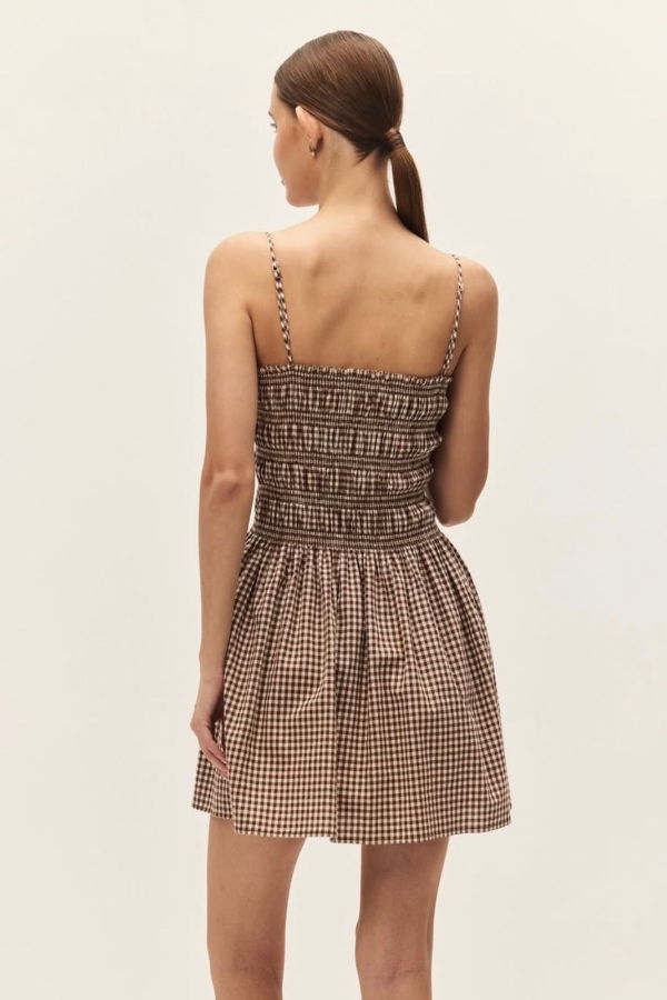 elodie Yuki Mini Dress - Brown Gingham