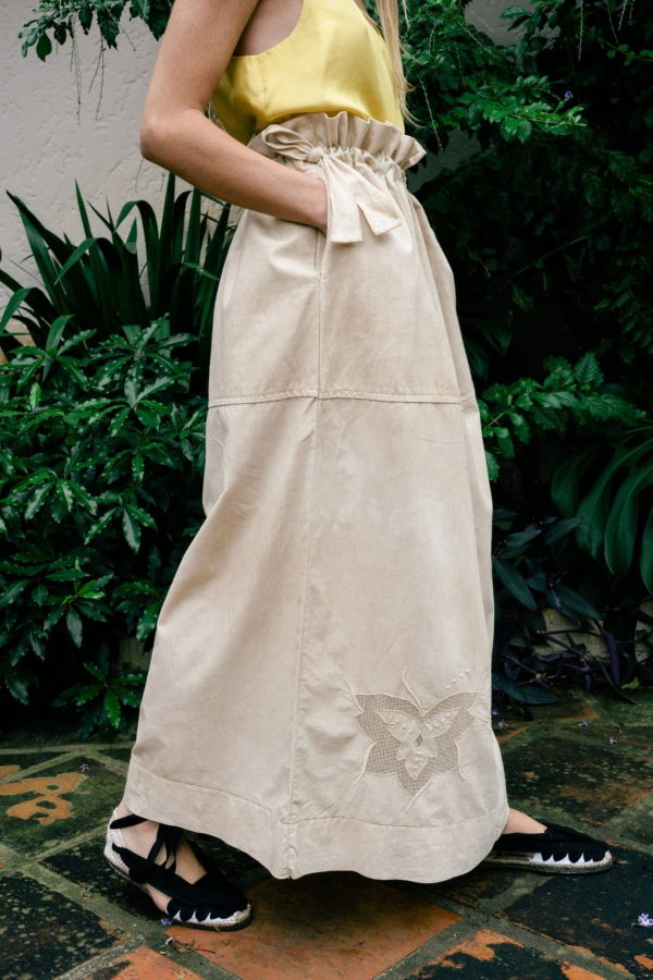 OUND HAND DYED REPURPOSED BED LINEN - PILLOW SKIRT IN COTTON