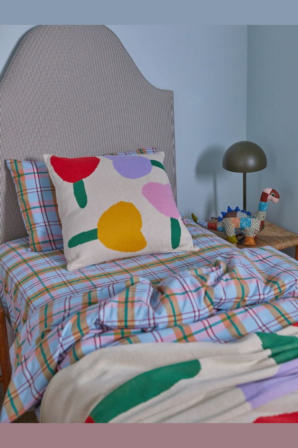 Mosey Me Forget Me Not Knitted Cushion