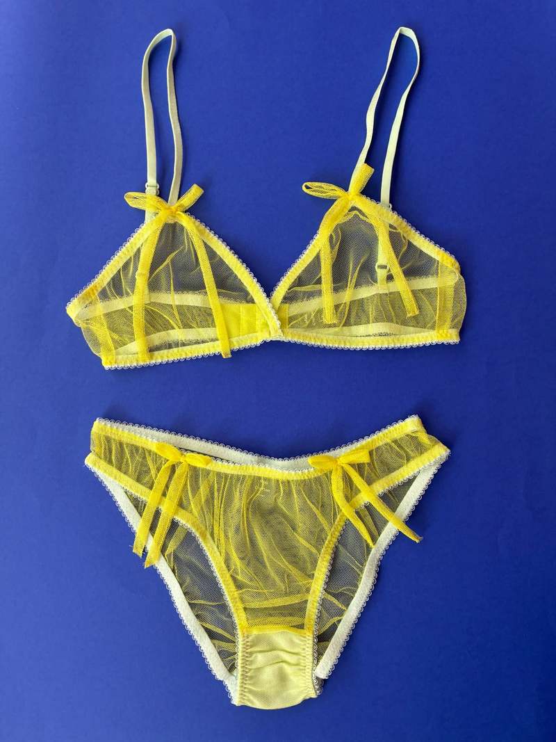 Miss Crofton I'm Yours Mesh Bralette - Lemon