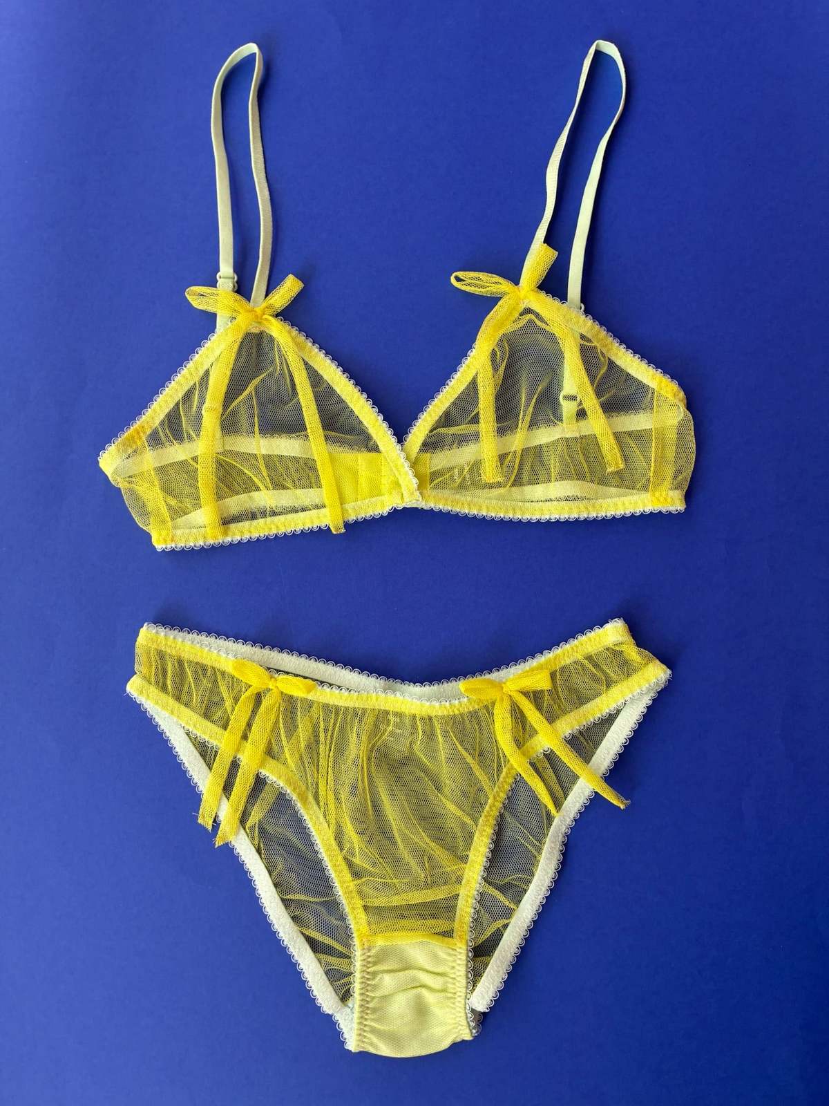 Miss Crofton I'm Yours Mesh Bralette - Lemon - Image 4 of 4