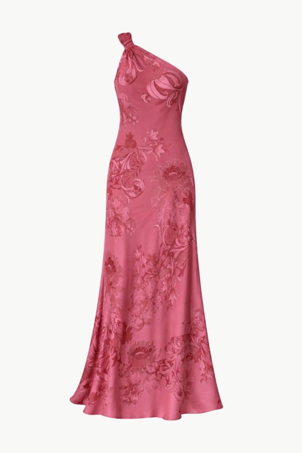 Hemant & Nandita One Shoulder Sash Dress - Coral