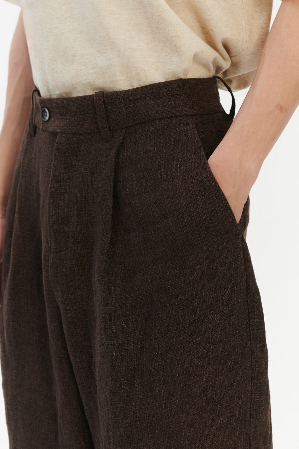 Delikatessen Amsterdam Trousers in a Brown Italian Blend of Cotton and Linen