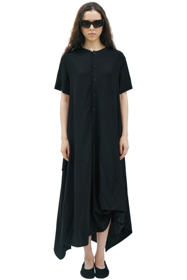 Yohji Yamamoto Panel Short Sleeve Dress - Black