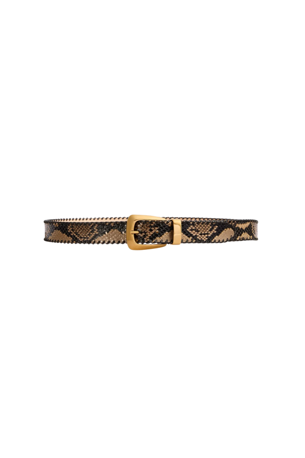 KHAITE Benny Belt With Whipstitch Gold - Taupe
