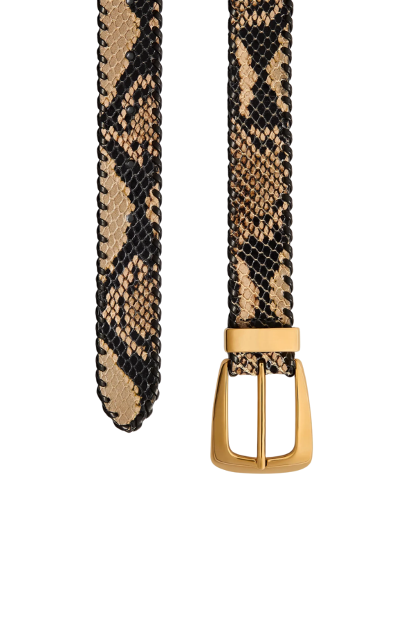 KHAITE Benny Belt With Whipstitch Gold - Taupe