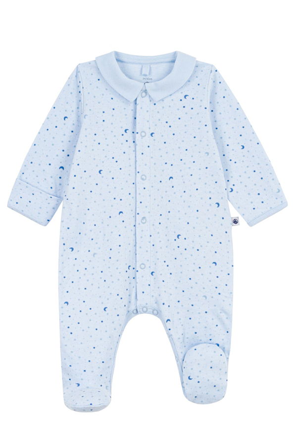 KIDS Petit Bateau Toudou Collared Pyjamas Star Print - Blue