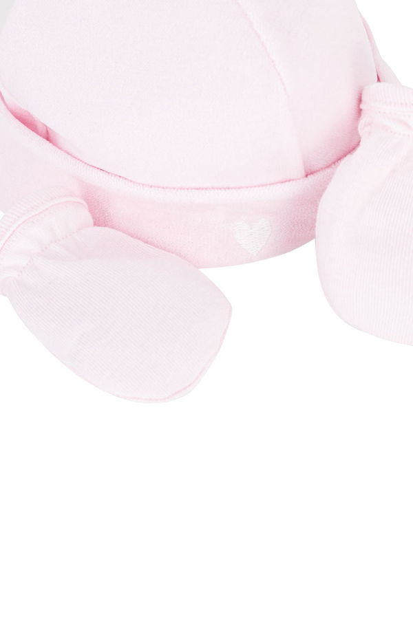 KIDS Petit Bateau Baby Hat and Mittens Set - Barely Pink