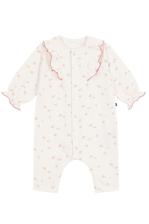 KIDS Petit Bateau Baby Floral Print Jumpsuit - Cream