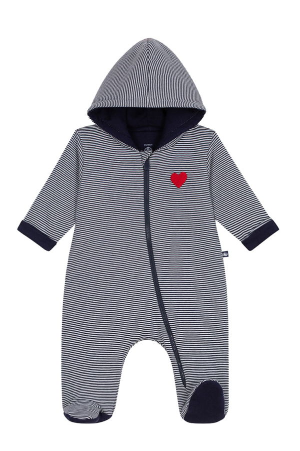 KIDS Petit Bateau Baby Padded Jumpsuit Stripes - Navy Blue