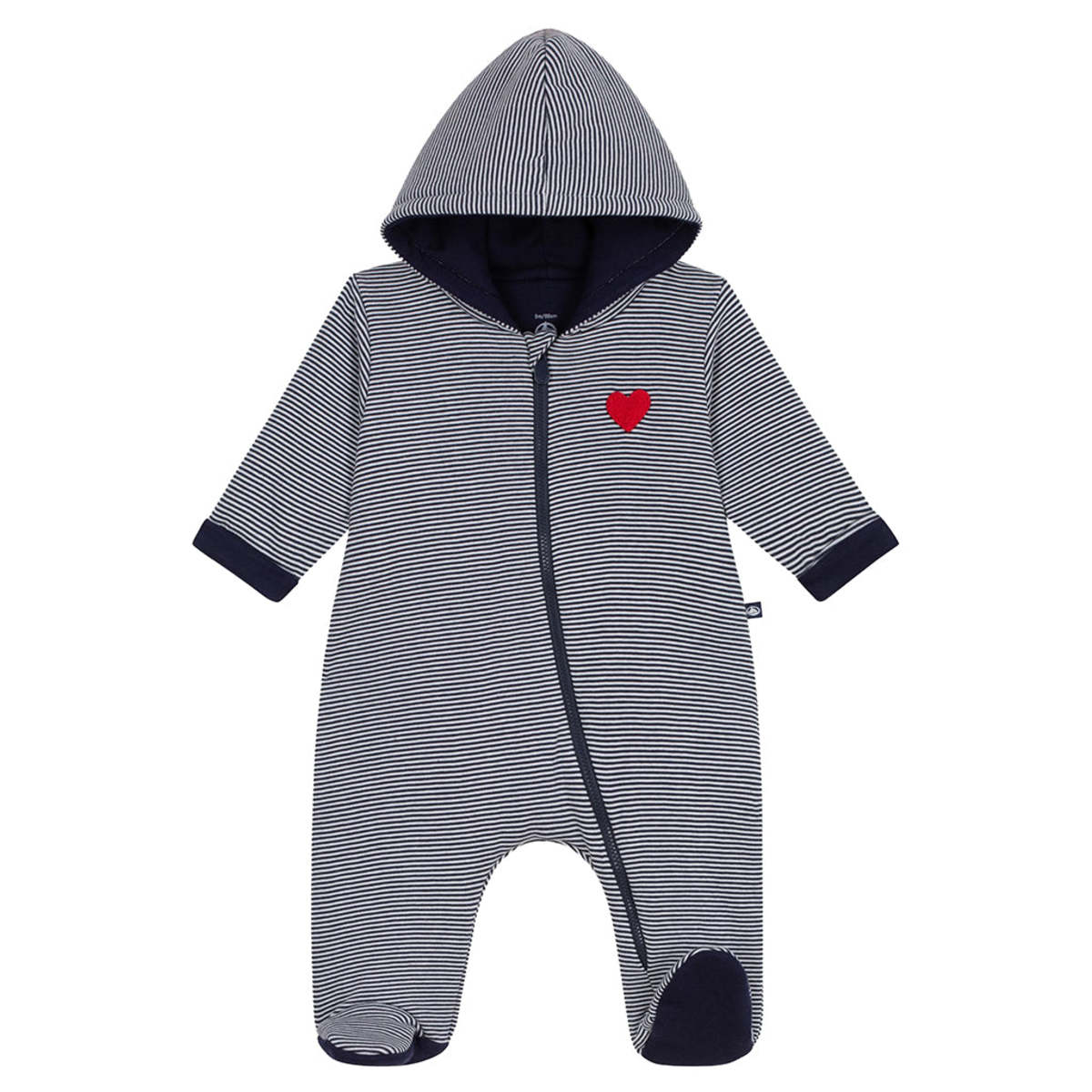 KIDS Petit Bateau Baby Padded Jumpsuit Stripes - Navy Blue - Image 1 of 4