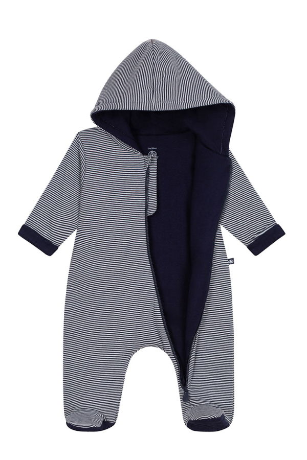 KIDS Petit Bateau Baby Padded Jumpsuit Stripes - Navy Blue