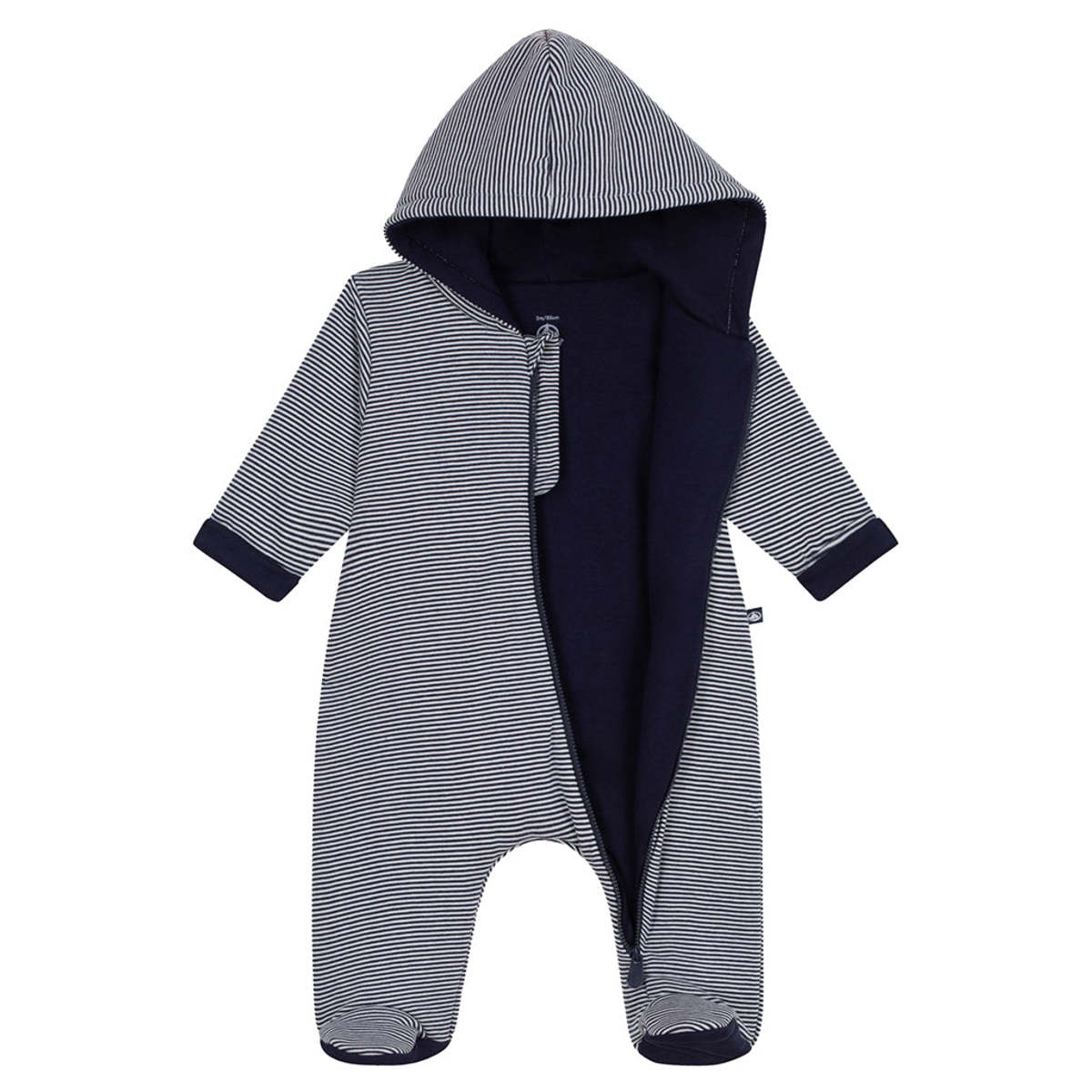 KIDS Petit Bateau Baby Padded Jumpsuit Stripes - Navy Blue - Image 2 of 4