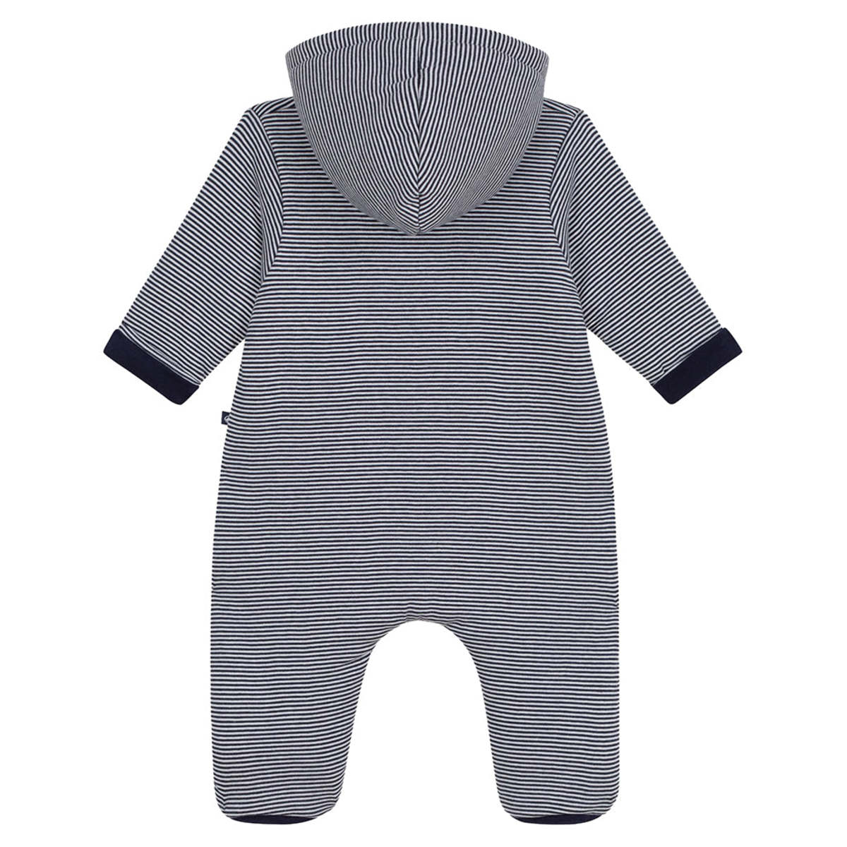 KIDS Petit Bateau Baby Padded Jumpsuit Stripes - Navy Blue - Image 3 of 4