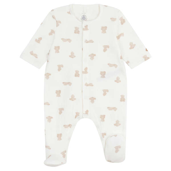 KIDS Petit Bateau Baby Bear Print Pyjamas - White