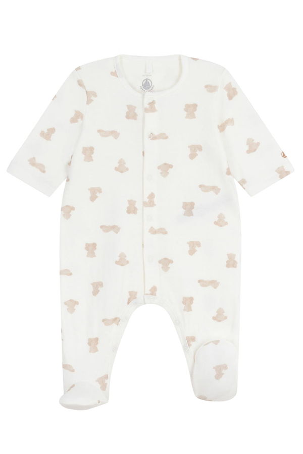 KIDS Petit Bateau Baby Bear Print Pyjamas - White