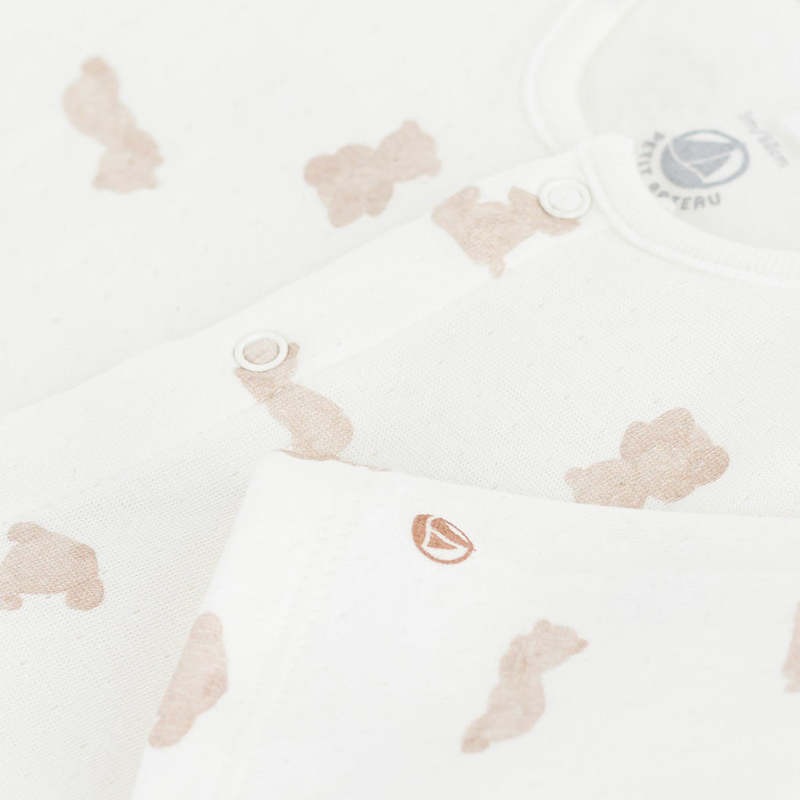 KIDS Petit Bateau Baby Bear Print Pyjamas - White