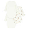 KIDS Petit Bateau Baby Set Of Three Wrap Bodysuits With Brown Bear Print - White - Thumbnail 2