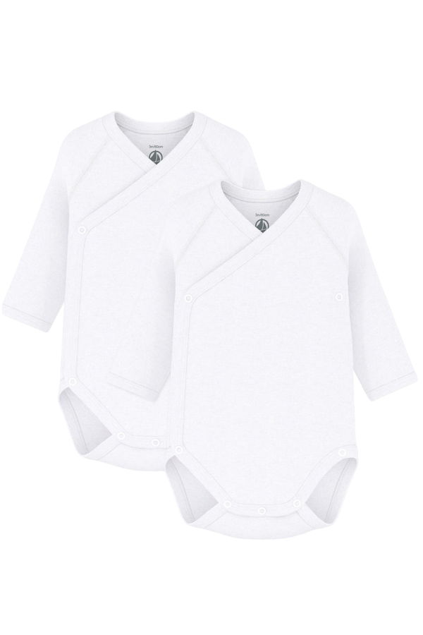 KIDS Petit Bateau Baby Set Of Two Long Sleeved Wrap Bodysuits - White