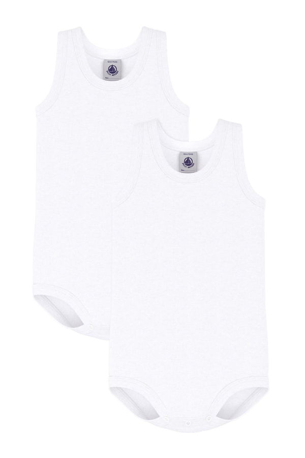 KIDS Petit Bateau Baby Set Of Two Sleeveless Bodysuits - White