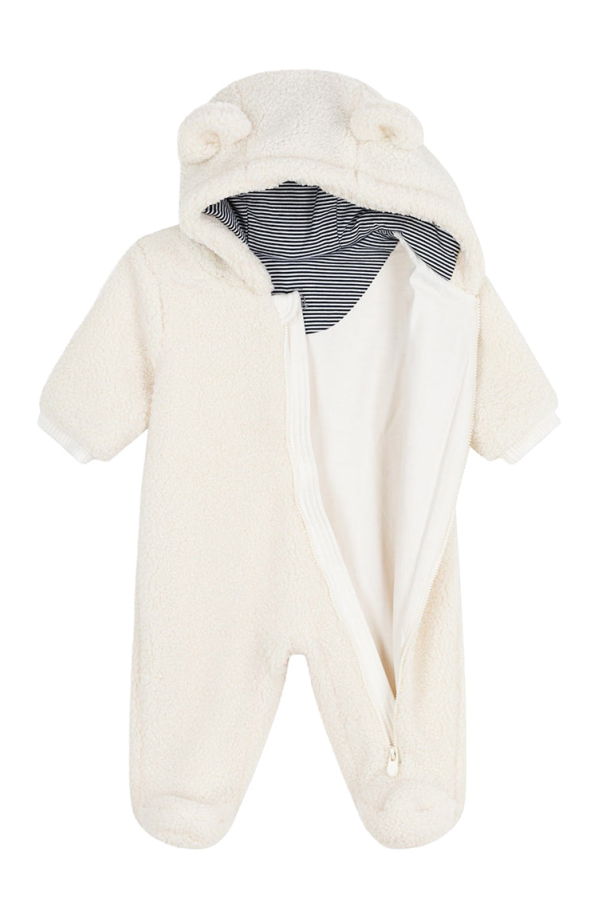 KIDS Petit Bateau Baby Teddy Jumpsuit - Cream