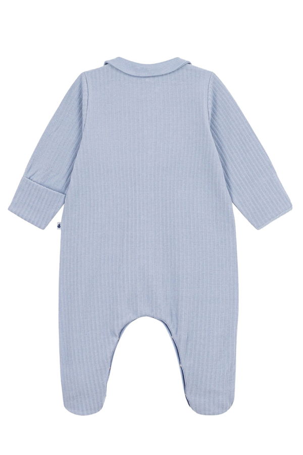 KIDS Petit Bateau Baby Velour Collared Pyjamas Polaire - Blue