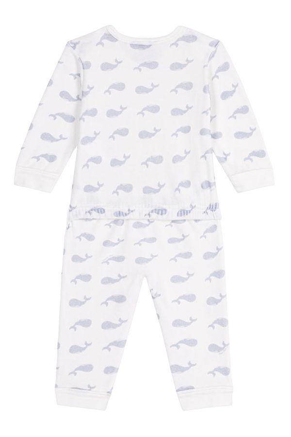 KIDS Petit Bateau Baby Velour Pyjamas With Whale Print - White