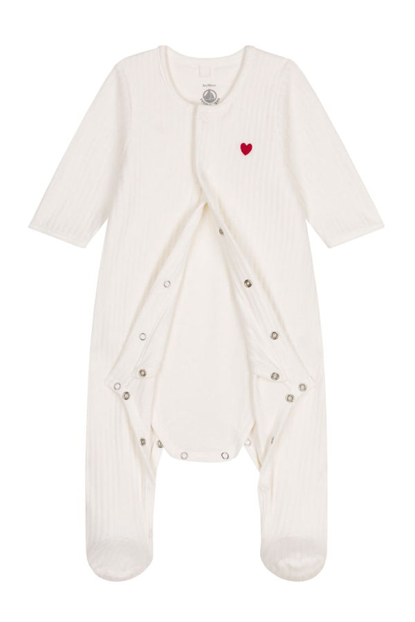 KIDS Petit Bateau Baby Velvet Bodyjama Pyjamas Sleepwear - White