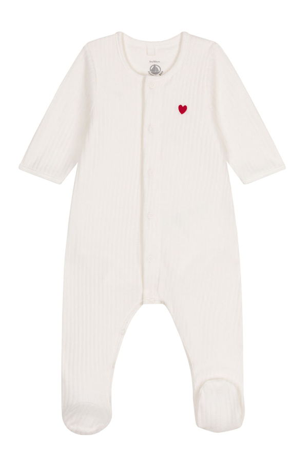 KIDS Petit Bateau Baby Velvet Bodyjama Pyjamas Sleepwear - White