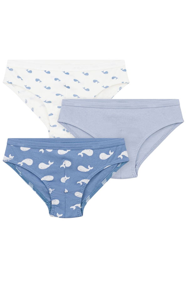 KIDS Petit Bateau Set of Three Underwear Whale Print