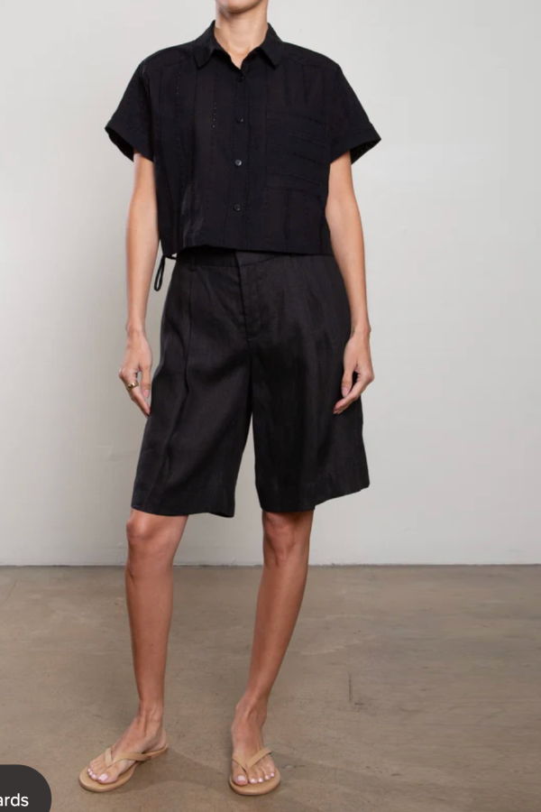 Pharaoh Inez Short in French Linen - Black