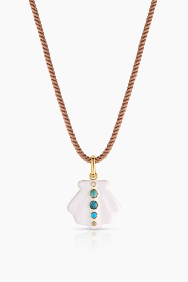 Thatch Maris White Enamel Shell Cord Necklace
