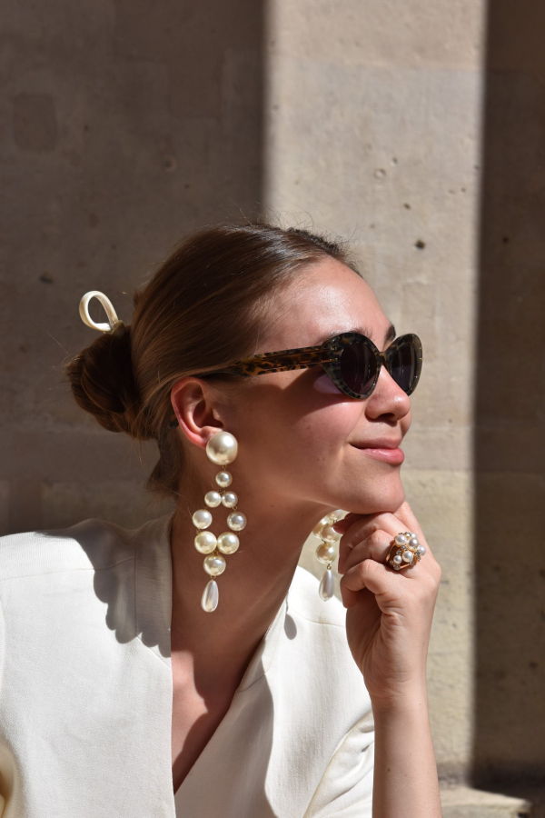 Francine Bramli Theonie 74 Earrings - Pearly Ivory