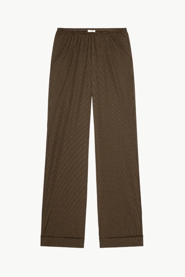 Donni. The Pop Pinstripe Simple Pant - Walnut