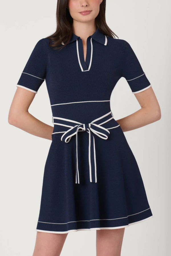 Shoshanna Maren Knit Dress - Navy/Ivory