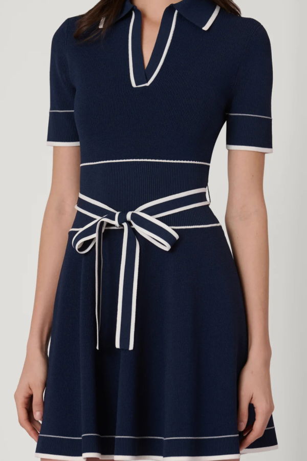 Shoshanna Maren Knit Dress - Navy/Ivory