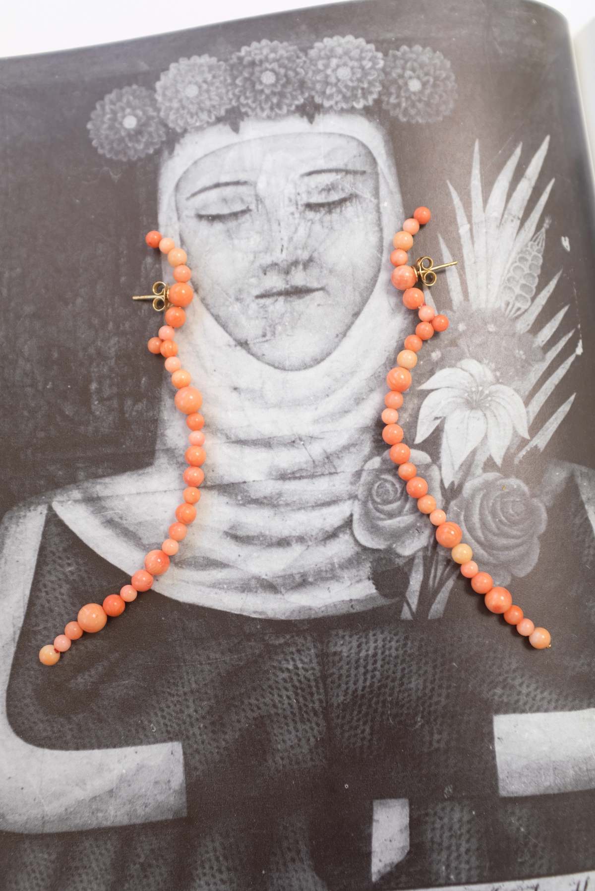 Beatriz Palacios Coral Arch Long Earrings - Coral - Image 3 of 3