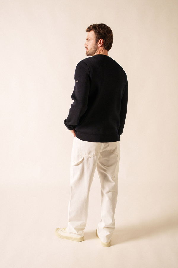 Saint James Locronan III Crew Neck Sweater - Navy