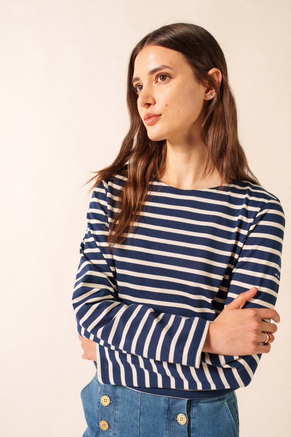 Saint James Minquiers Modern Breton Shirt - Navy/Ecru