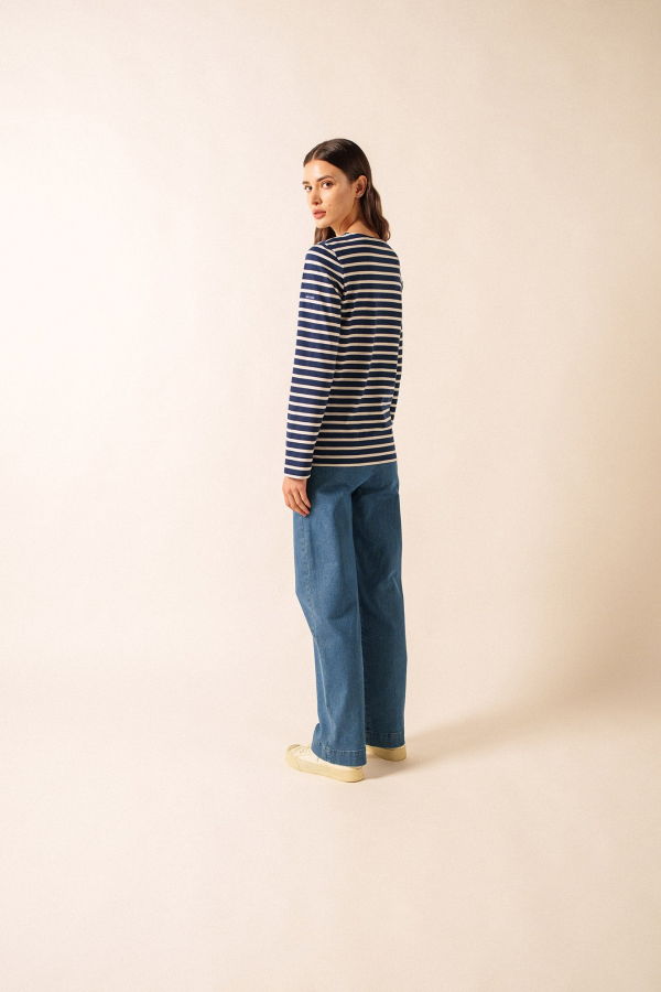 Saint James Minquiers Modern Breton Shirt - Navy/Ecru