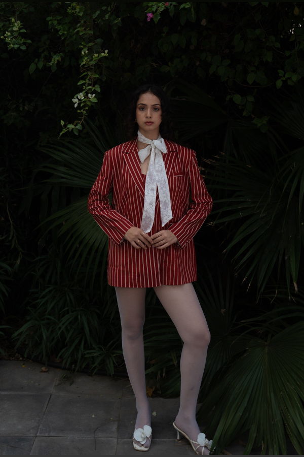 IKKIVI Sera Double-Buttoned Blazer - Red