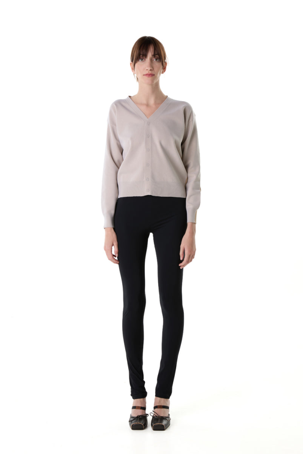 MM6 Maison Margiela V-Neck Buttoned Two Tone Cardigan