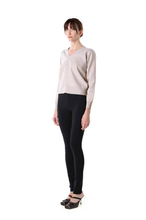 MM6 Maison Margiela V-Neck Buttoned Two Tone Cardigan