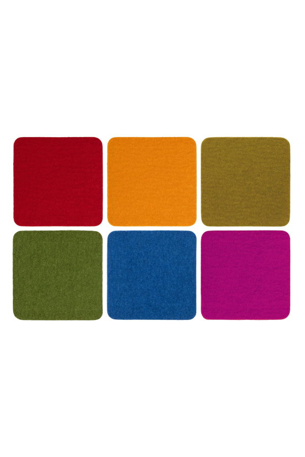 Graf Lantz Bierfilzl Merino Wool Felt Square Coaster 6 Pack - Rainbow