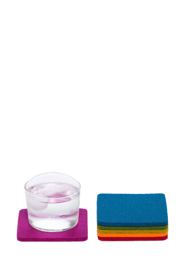 Graf Lantz Bierfilzl Merino Wool Felt Square Coaster 6 Pack - Rainbow