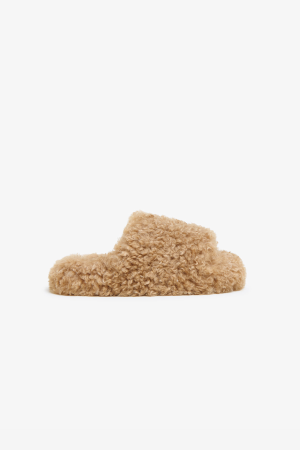 APPARIS Dillon Bouclette Slide Slippers - Camel