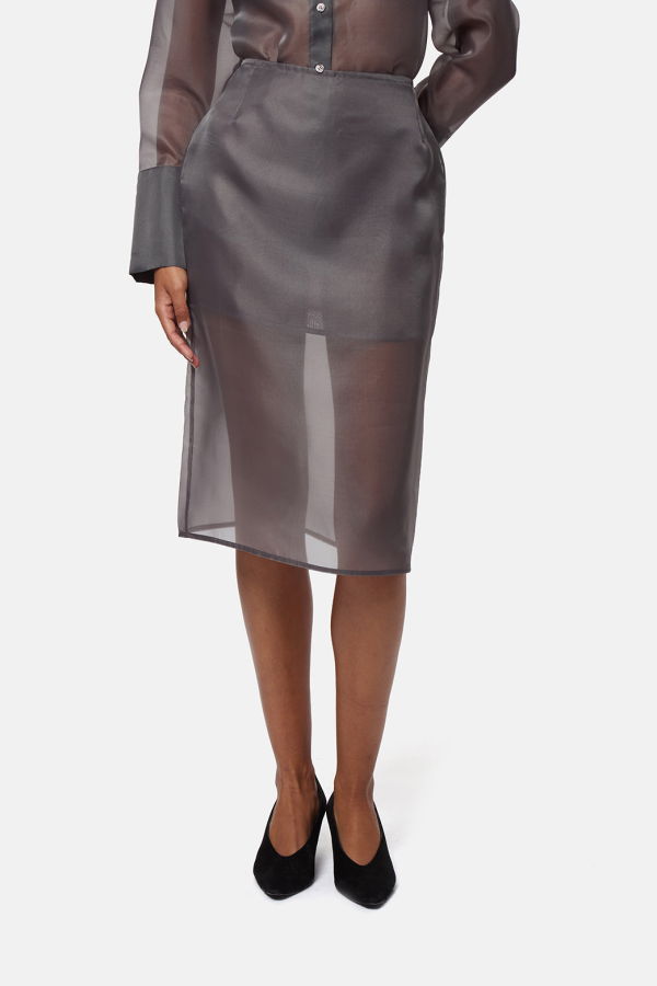 APPARIS Tyra Organza Midi Skirt - Dark Grey