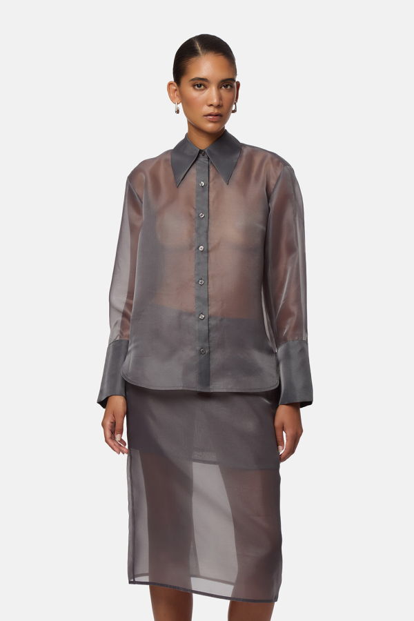 APPARIS Tyra Organza Shirt - Dark Grey